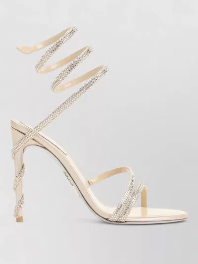 René Caovilla Sandal Open Toe Thin Sole Spiral Strap In Neutral