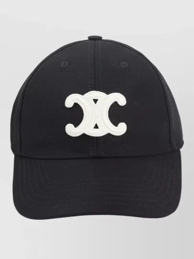 Celine Triomphe Logo Baseball Cap Curved Brim In Black