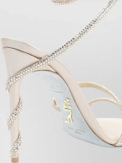 René Caovilla Sandal Open Toe Thin Sole Spiral Strap In Neutral