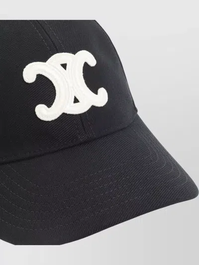 Celine Triomphe Logo Baseball Cap Curved Brim In Black