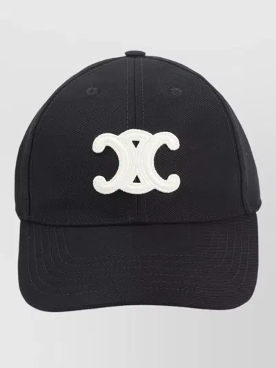Celine Triomphe Logo Baseball Cap Curved Brim In Black