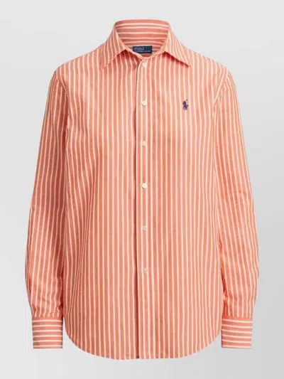 Polo Ralph Lauren Relaxed Fit Striped Cotton Shirt Clothing In Orange
