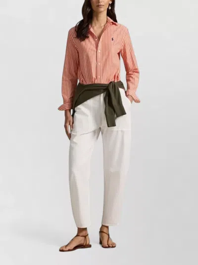 Polo Ralph Lauren Relaxed Fit Striped Cotton Shirt Clothing In Orange