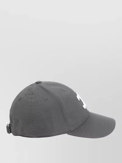 Celine Triomphe Logo Baseball Cap Curved Brim In Gray