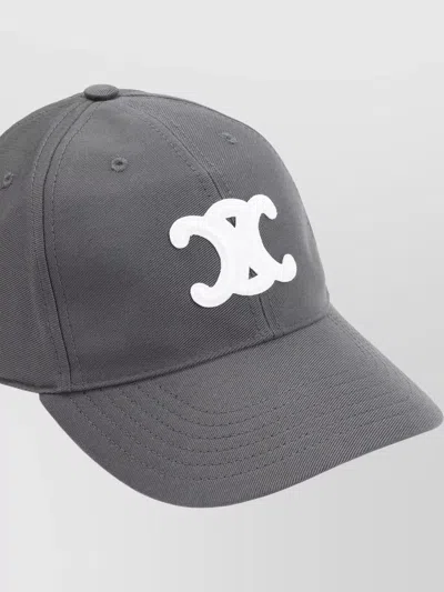 Celine Triomphe Logo Baseball Cap Curved Brim In Gray