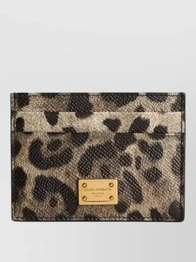 Dolce & Gabbana Dauphine Leather Card Holder With Plate Accessories In Animal Print