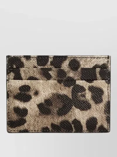 Dolce & Gabbana Dauphine Leather Card Holder With Plate Accessories In Animal Print