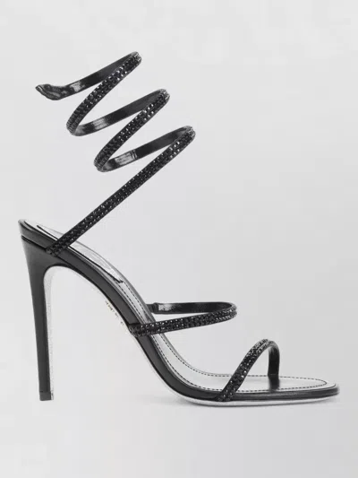René Caovilla Sandals Open Toe Thin Sole Spiral Strap In Black