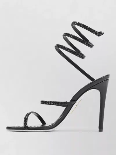 René Caovilla Sandals Open Toe Thin Sole Spiral Strap In Black