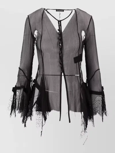 Ann Demeulemeester Kristabel Fitted Handkerchief Shirt Lace Detail In Black