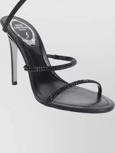 René Caovilla Sandals Open Toe Thin Sole Spiral Strap In Black