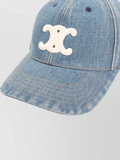 Celine Triomphe Logo Baseball Cap Curved Brim In Blue