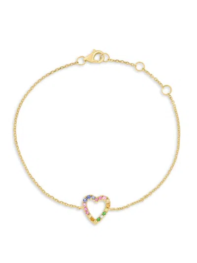 Effy Women's Multicolor Sapphire Heart 14k Yellow Gold Bracelet In Gold