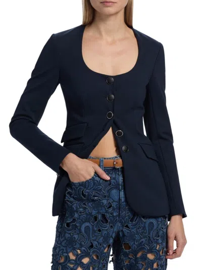 Rag & Bone Women's Roslyn Ponte U-neck Blazer In Blue