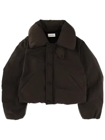 Lemaire Short Down Jacket "blouson" In Brown