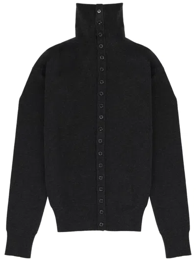 Lemaire High Collar Cardigan In Gray