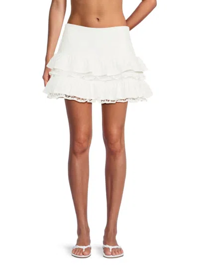 Peixoto Women's Lydia Ruffled Cotton Miniskirt In White
