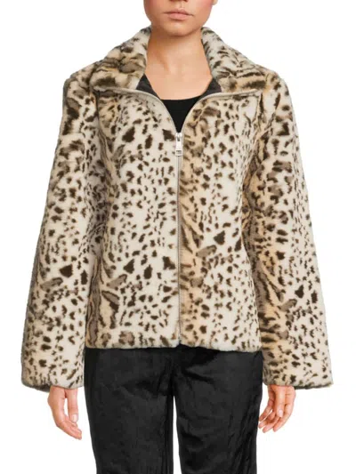 Jason Wu Women's Animal Print Faux-fur Jacket In Brown