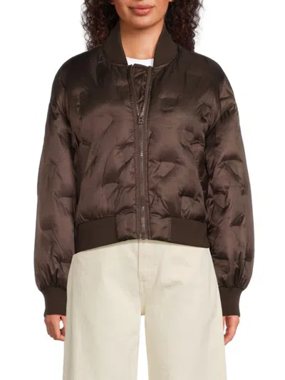 Hudson Women's Embossed Quilted Bomber Jacket In Brown