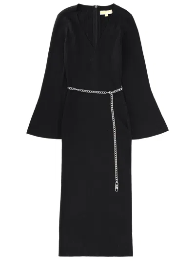 Michael Michael Kors Wool Midi Dress In Black