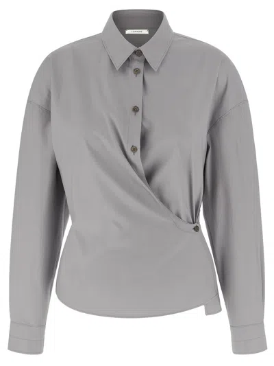 Lemaire Straight Collar Twisted Shirt In Gray
