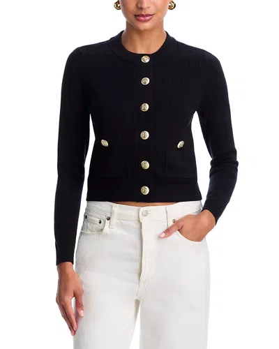 Aqua Long Sleeve Gold-button Cardigan - Exclusive In Black