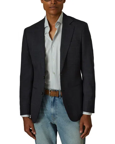 Reiss Navy Single-breasted Wool Blend Blazer In Prince Of Wales Check