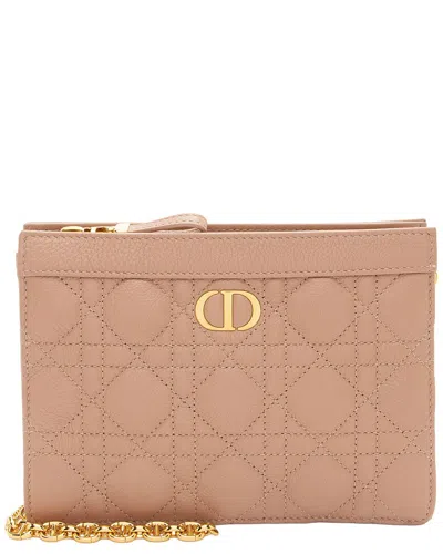 Dior Pink Calfskin Caro Every  Pouch On Chain (authentic Pre-loved) In Pink