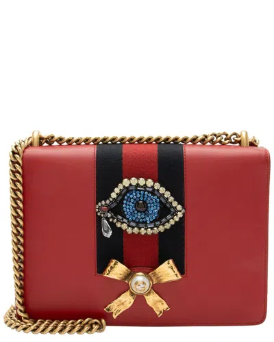 Gucci Red Leather Evil Eye Chain Medium Shoulder Bag (authentic Pre-loved) In Multi