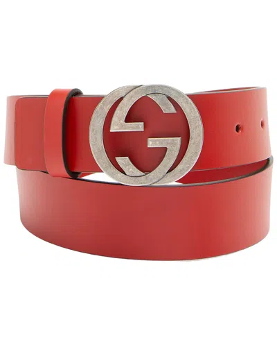 Gucci Leather Interlocking G Belt (authentic Pre-loved) In Red
