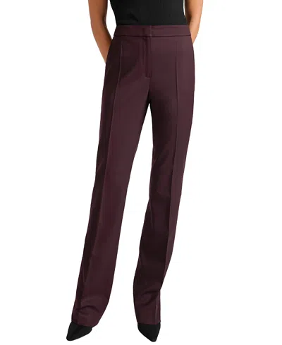 Santorelli Amara Virgin Wool Stretch Straight Leg Pant In Brown