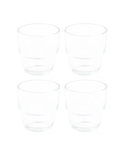 Fleck Stackable Glass Tumbler - Set Of 4 In Transparent