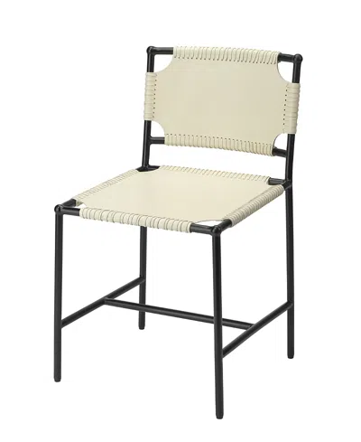 Jamie Young Asher Leather Dining Chair In White