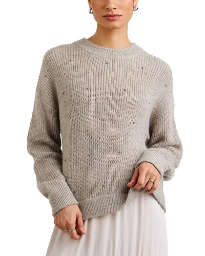 Bella Dahl Beaded Crewneck Sweater In Neutral