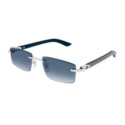 Cartier Ct0582s004 Silver Grey Blue In Blue