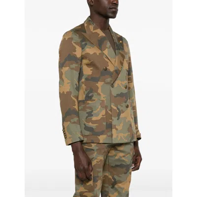 Tagliatore Camouflage-pattern Blazer In Green