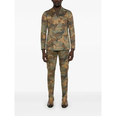 Tagliatore Camouflage-pattern Blazer In Green