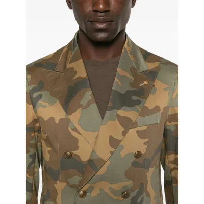 Tagliatore Camouflage-pattern Blazer In Green