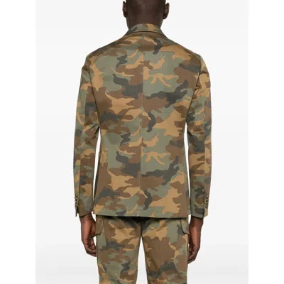 Tagliatore Camouflage-pattern Blazer In Green