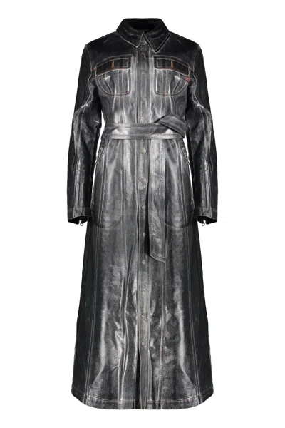 Diesel Elegant Long Dress With Stylish Pockets In Black