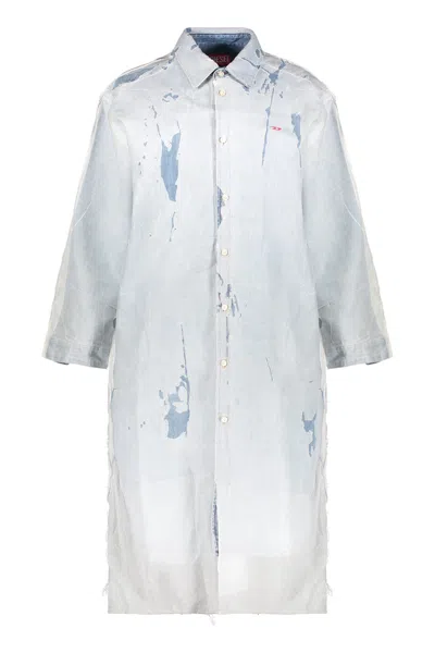 Diesel Midi Chemisier Dress In Blue