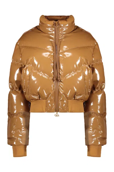 Diesel Short Brown Padded Jacket With An Elegant Style In Brown