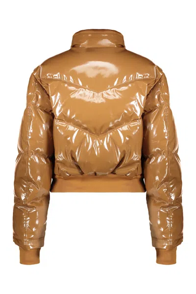 Diesel Short Brown Padded Jacket With An Elegant Style In Brown