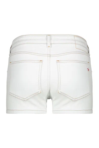 Diesel Denim Shorts With High Waist In White