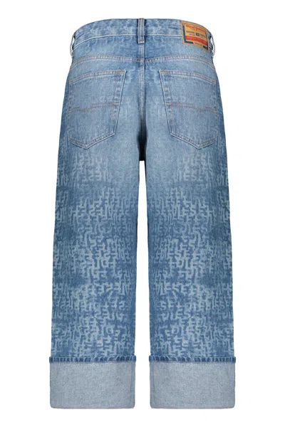 Diesel Baggy Denim Jeans With Turned-up Hem In Blue