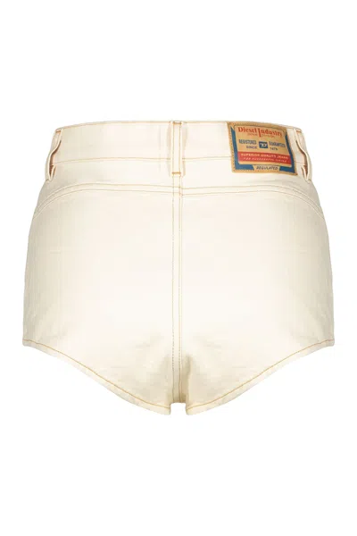 Diesel Light Denim Shorts With High Waist In Neutral