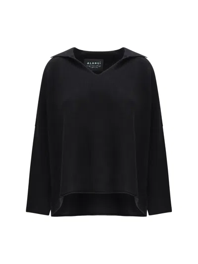 Alanui Sweater With Polo Collar In Black