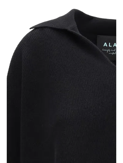 Alanui Sweater With Polo Collar In Black