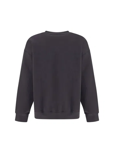 Ganni Crewneck Sweatshirt Bear Graphic Rhinestones Message In Black