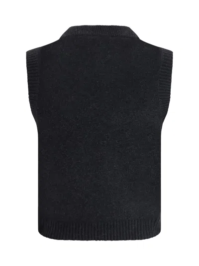 Ganni Women Graphic Wool Vest In Black